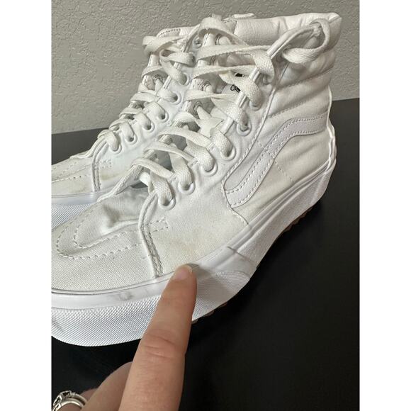 Vans Sk8 Hi Stacked High Top Platform Sneakers White Shoes Women 7 Skateboarding - Picture 8 of 16